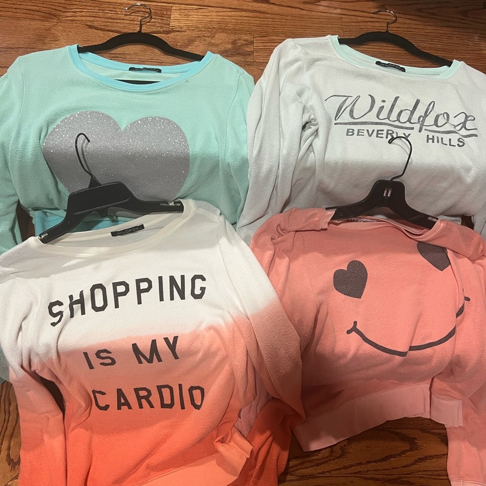 Wildfox Mint, Coral, and White Graphic Sweatshirts S, M, L bundle